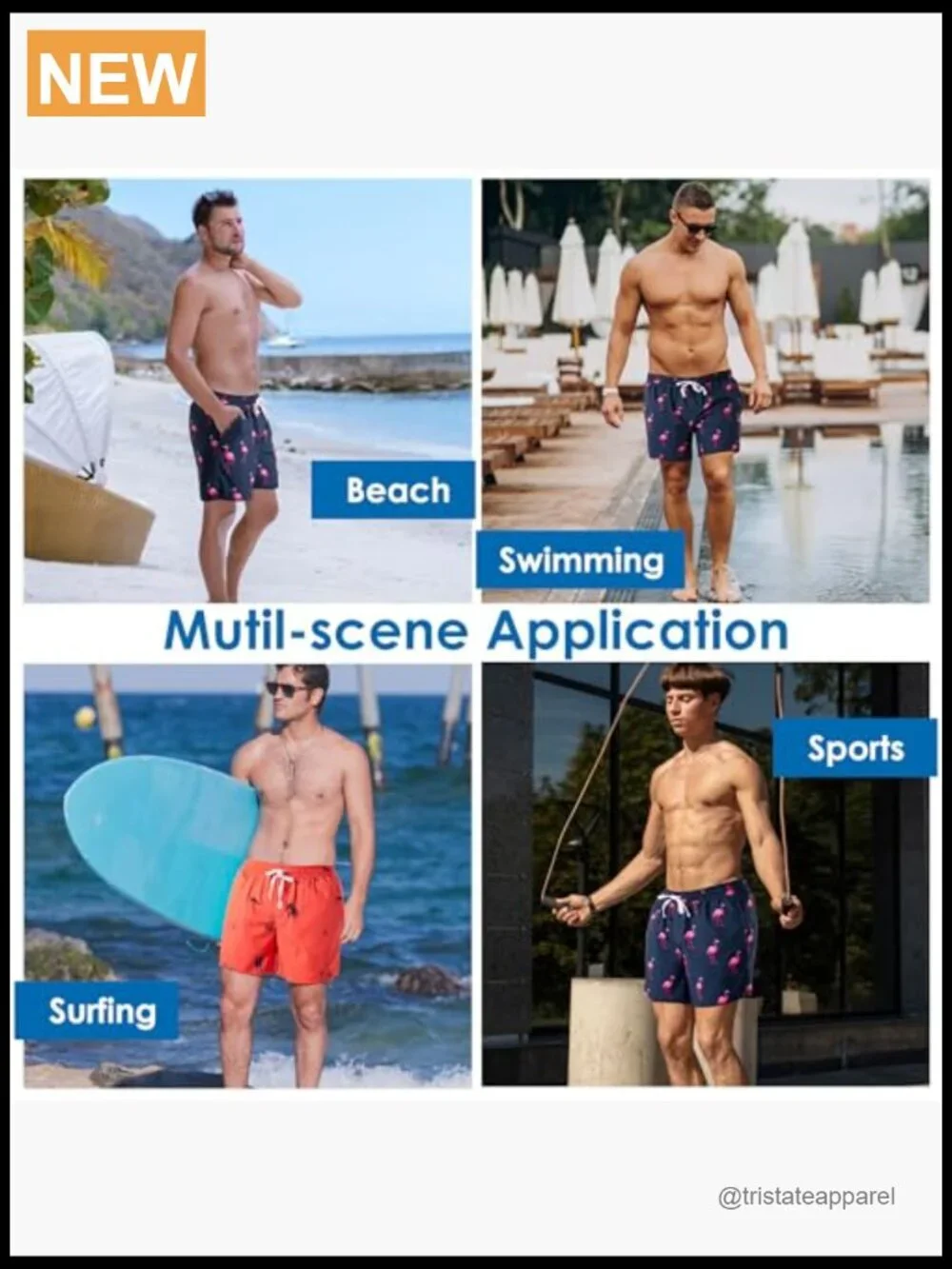 Men's Quick Dry Swim Trunks Board Shorts with Pockets Mesh Lining